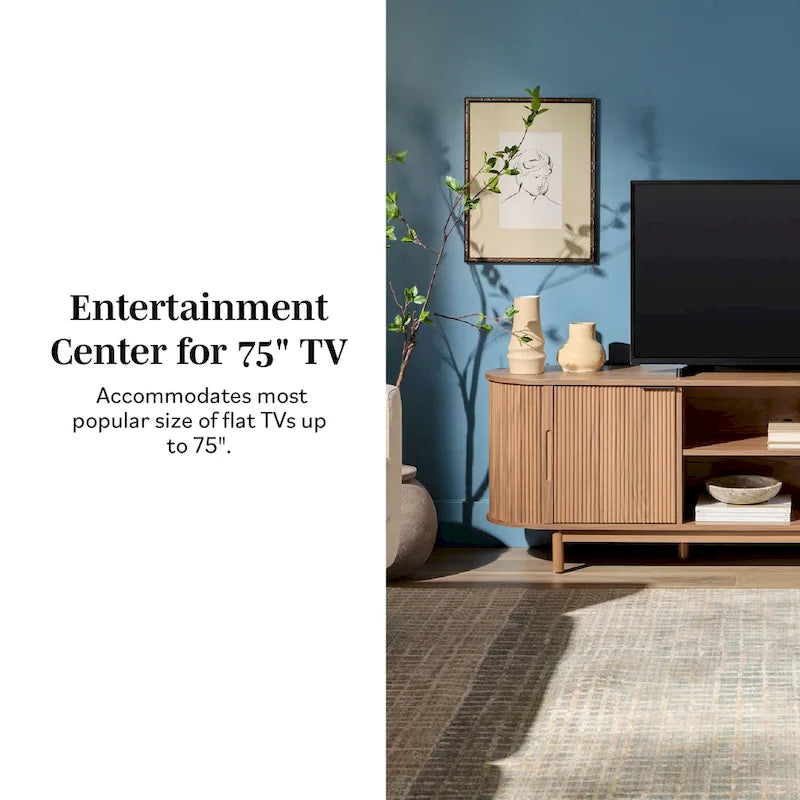Middlebrook Designs Modern Reeded 70-inch TV Stand with Open Storage