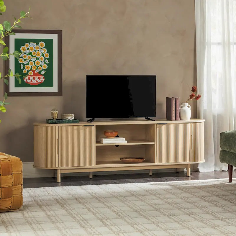 Middlebrook Designs Modern Reeded 70-inch TV Stand with Open Storage