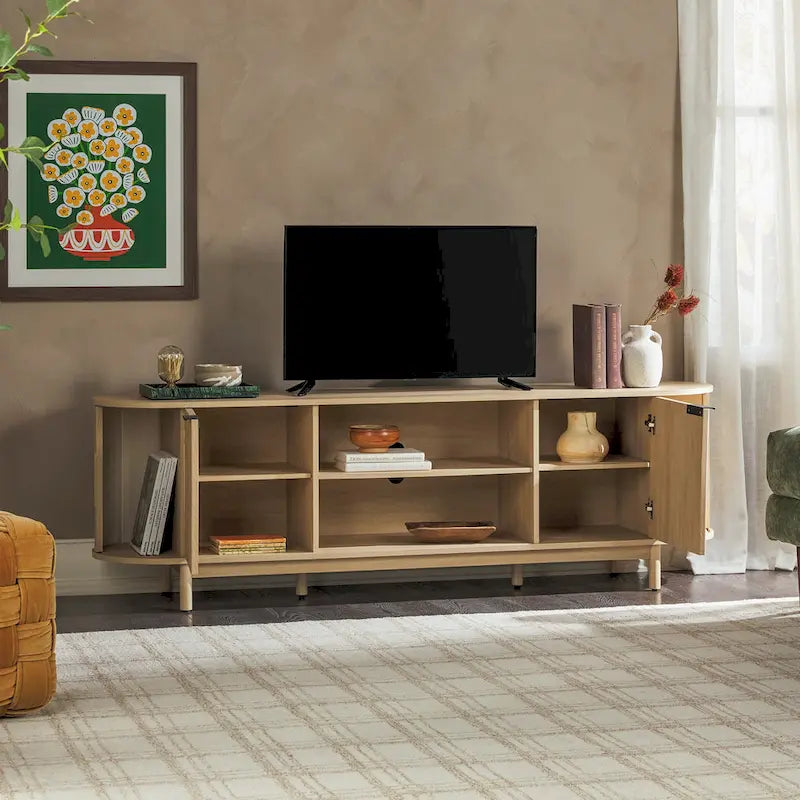 Middlebrook Designs Modern Reeded 70-inch TV Stand with Open Storage