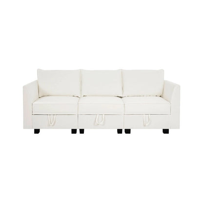 Modular 3 Piece Sofa with Soft Comfortable Seating Linen Sofa Couch with Sturdy Wooden Frame Ideal for Small Spaces