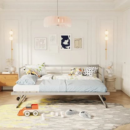 Twin Size Metal Daybed with Pop Up Trundle