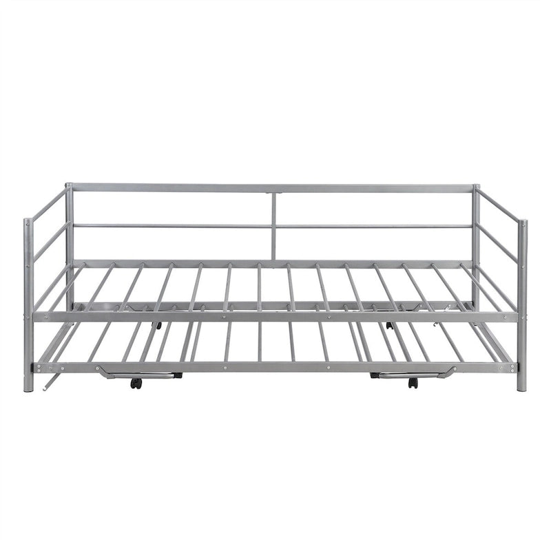 Twin Size Metal Daybed with Pop Up Trundle