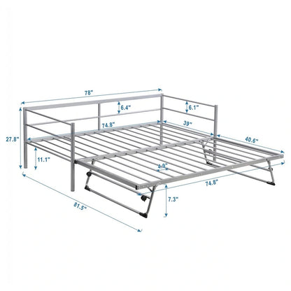 Twin Size Metal Daybed with Pop Up Trundle