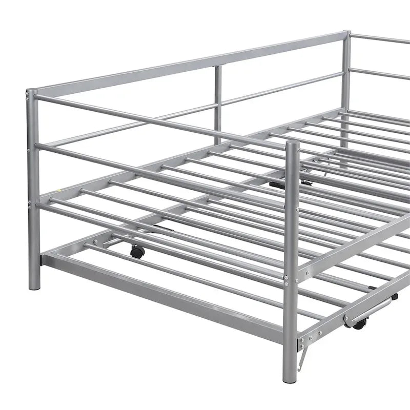 Twin Size Metal Daybed with Pop Up Trundle