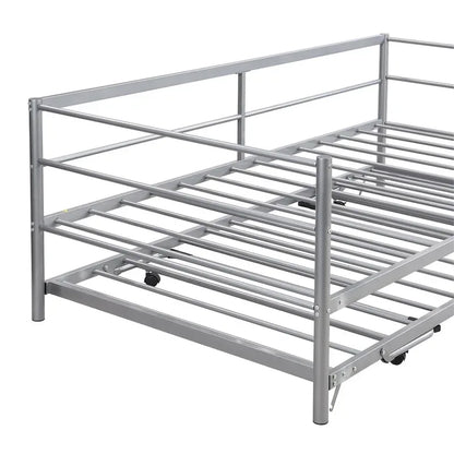 Twin Size Metal Daybed with Pop Up Trundle