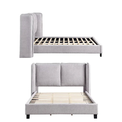 Janna Modern Boucle Fabric Queen-size Platform Bed with Wingback Headboard by Furniture of America