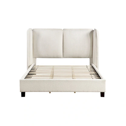 Janna Modern Boucle Fabric Queen-size Platform Bed with Wingback Headboard by Furniture of America