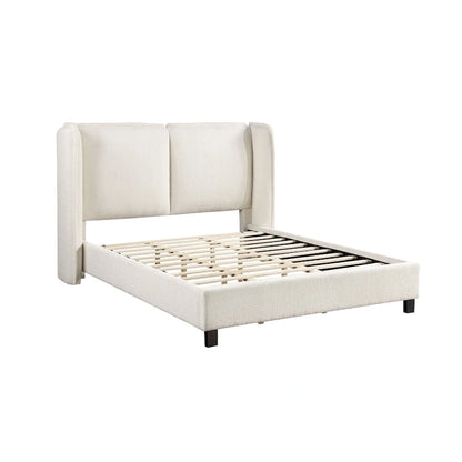 Janna Modern Boucle Fabric Queen-size Platform Bed with Wingback Headboard by Furniture of America