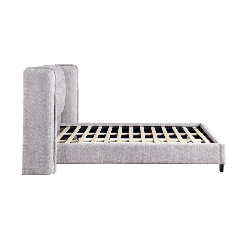 Janna Modern Boucle Fabric Queen-size Platform Bed with Wingback Headboard by Furniture of America