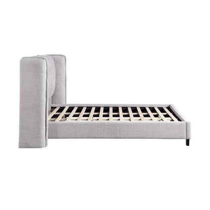 Janna Modern Boucle Fabric Queen-size Platform Bed with Wingback Headboard by Furniture of America