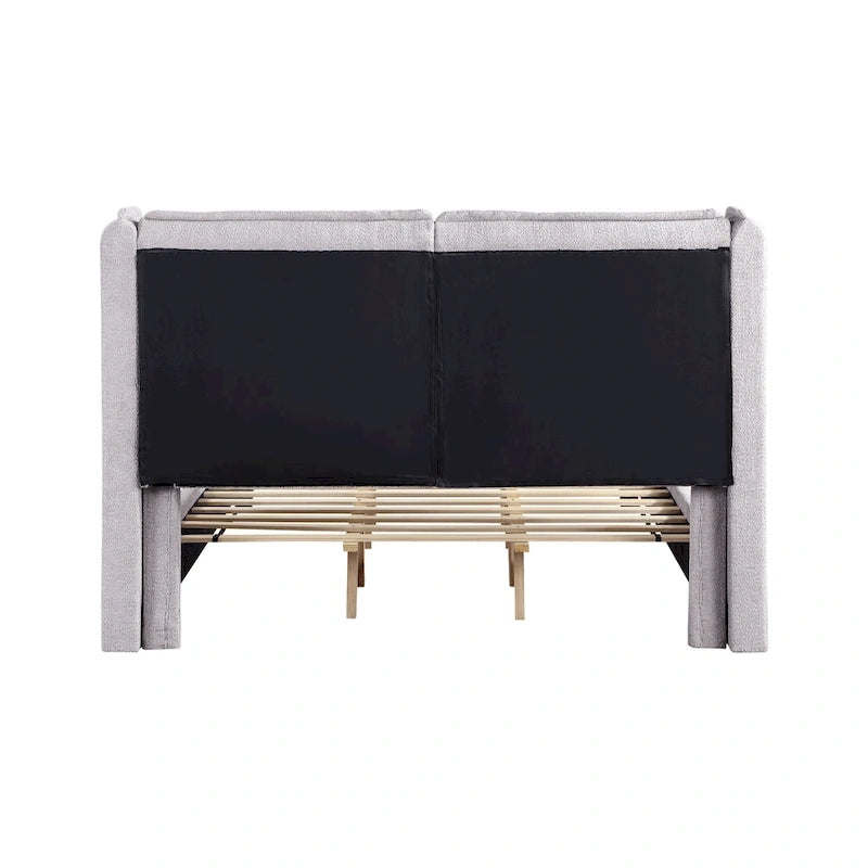 Janna Modern Boucle Fabric Queen-size Platform Bed with Wingback Headboard by Furniture of America