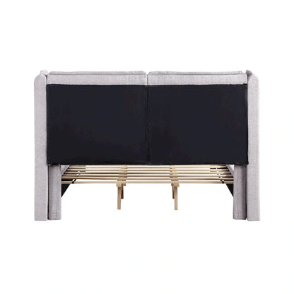 Janna Modern Boucle Fabric Queen-size Platform Bed with Wingback Headboard by Furniture of America