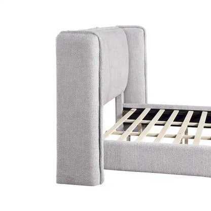 Janna Modern Boucle Fabric Queen-size Platform Bed with Wingback Headboard by Furniture of America
