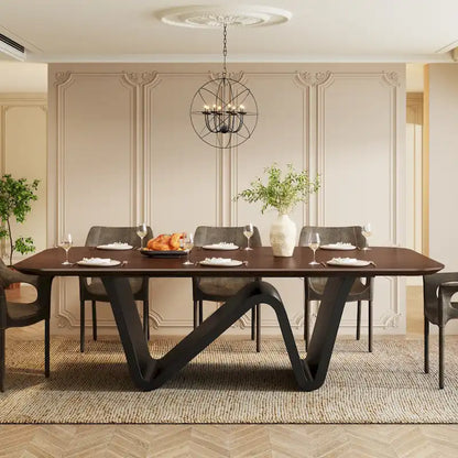 79 Modern Dining Table for 8 Rectangle Dining Table, Luxury White & Gold Kitchen Table with Sintered Stone